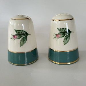 Rare Vintage Lifetime China CAMEO ROSE Homer Laughlin Cavalier Salt and Pepper